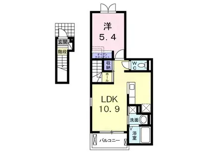 グラン ベルテ II(1LDK/2階)の間取り写真