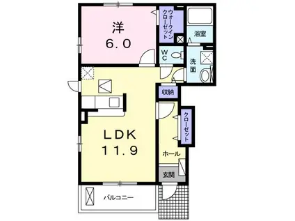メテオール(1LDK/1階)の間取り写真