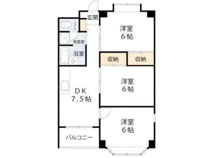 ニューブライトマンション(3DK/1階)の間取り写真