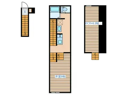 KIRARI若林(ワンルーム/2階)の間取り写真