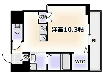 OAK弥栄夕陽丘(ワンルーム/1階)の間取り写真