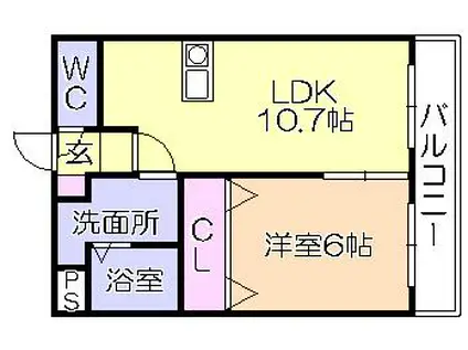 メルローズアソウ(1LDK/7階)の間取り写真