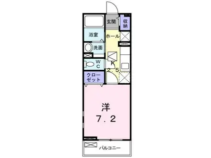 グランドゥール浜垣 B(1K/1階)の間取り写真