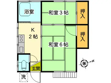 黄金荘(2K/1階)の間取り写真