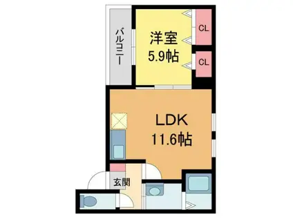 フジパレス西宮西福町(1LDK/1階)の間取り写真
