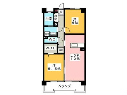 ロイヤルハイツワコーII(2LDK/6階)の間取り写真