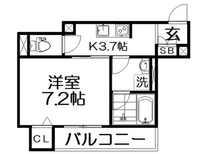 シャーメゾンメルベイユ(1K/2階)の間取り写真