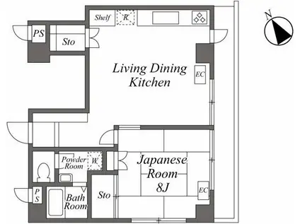インペリアルハイツ(2K/5階)の間取り写真
