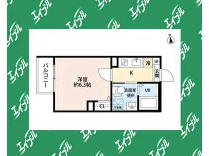 T.A矢田東(1K/1階)の間取り写真