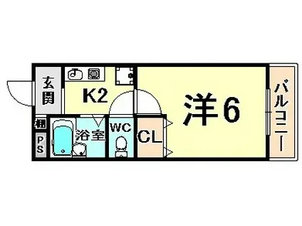 リーガルコート塚口(1K/3階)の間取り写真