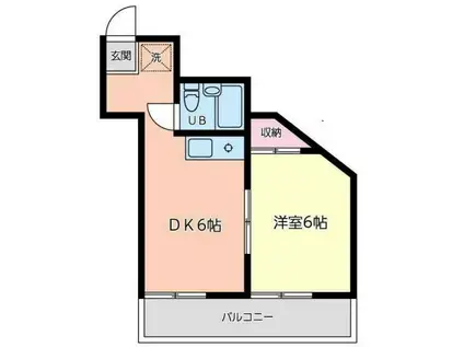 桜ヶ丘ハイライズ(1DK/2階)の間取り写真