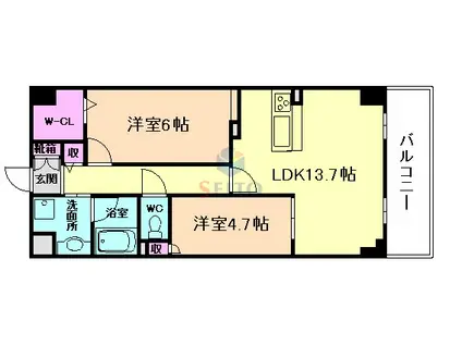 トリニティ豊中本町(1SLDK/2階)の間取り写真