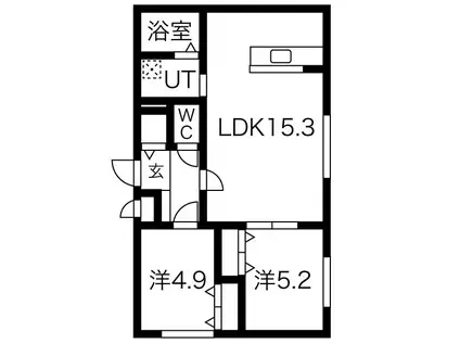 プラウド227(2LDK/4階)の間取り写真