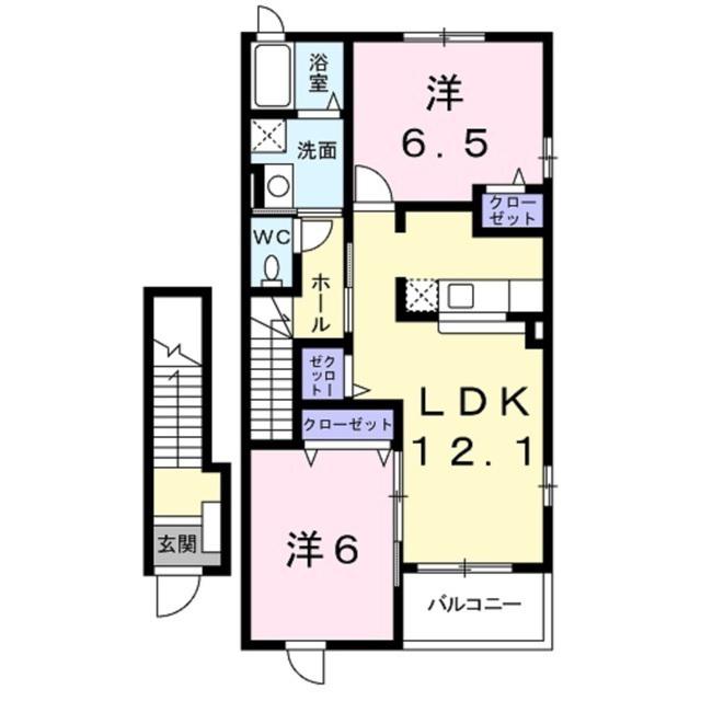 アルカンシエル(2LDK/2階)の間取り写真