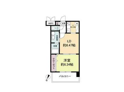 レジディア天神(1LDK/8階)の間取り写真