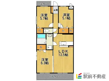 グレイスピア(3LDK/4階)の間取り写真