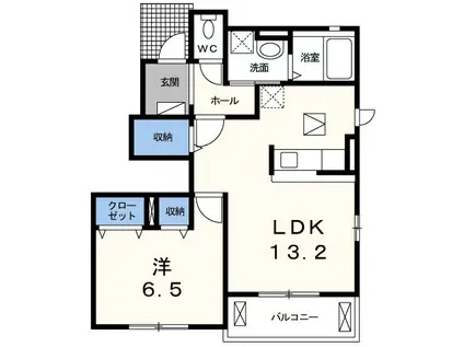 カーサ・アルバ(1LDK/1階)の間取り写真