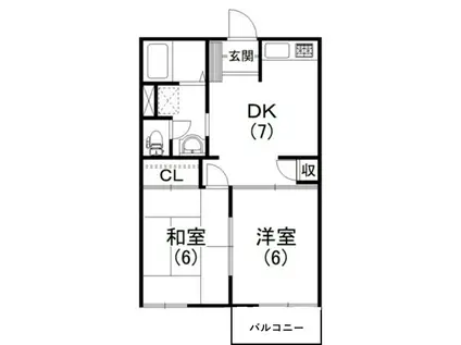 ティアラVII(2DK/2階)の間取り写真