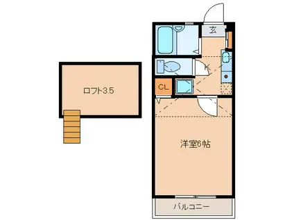 スペ-ステック荒江(1K/2階)の間取り写真