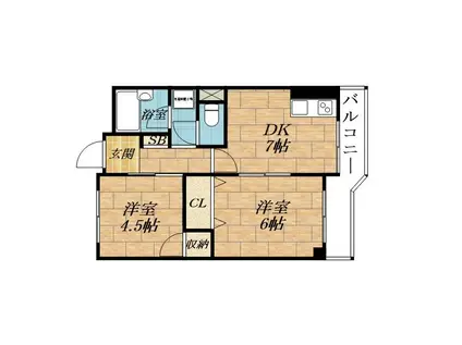 リバーパークアイワ(2DK/3階)の間取り写真