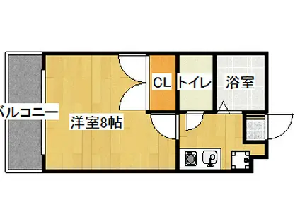 アイボリーハイツ C棟(1K/2階)の間取り写真