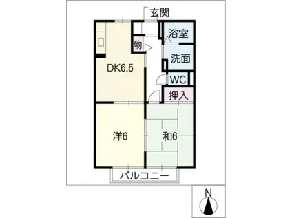 ハシェンダハイツ C・D棟(2DK/1階)の間取り写真