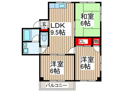 第2いこいマンション(3LDK/3階)の間取り写真