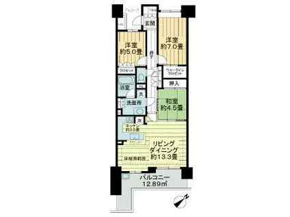 パークスカイタワー松戸 最上階(3LDK/22階)の間取り写真