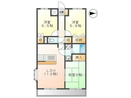 サンライズ・マンション(3LDK/4階)の間取り写真