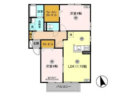 プリムローズB 龍舞町(2LDK/2階)の間取り写真