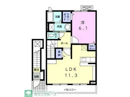 ブラン セレノ(1LDK/2階)の間取り写真
