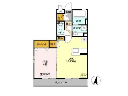 アクアフィールド(1LDK/2階)の間取り写真