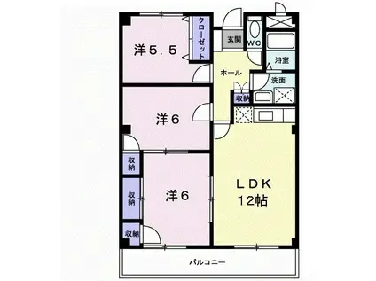 フラワープレイス(3LDK/1階)の間取り写真
