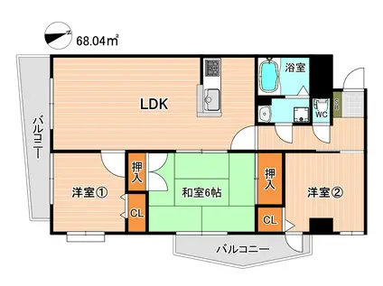 ジャミロ小倉(3LDK/9階)の間取り写真