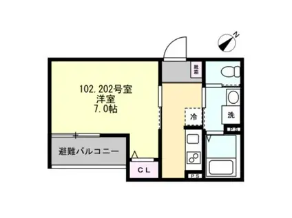 藤沢本町Bアパート(1K/2階)の間取り写真