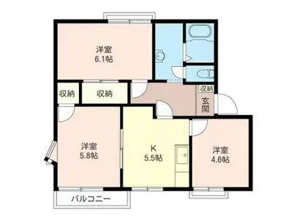 サンハイツ 黒須 A(3K/2階)の間取り写真
