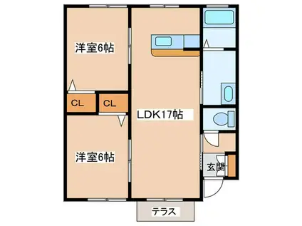 テンプスメイソン(2LDK/1階)の間取り写真