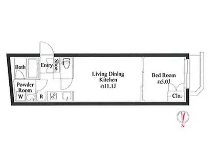 GRAN PASEO代々木上原II(1LDK/B1階)の間取り写真