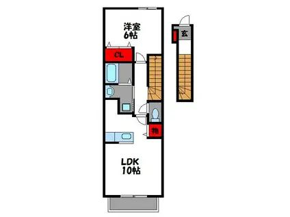 コンフォート香椎A(1LDK/2階)の間取り写真