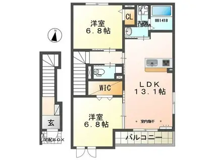 AGREABLE(2LDK/2階)の間取り写真