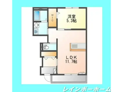 ＪＲ成田線 木下駅 徒歩11分 2階建 築5年(1LDK/1階)の間取り写真