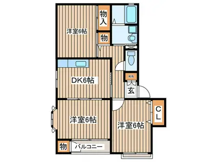 サン・エクセレントA館(3DK/2階)の間取り写真