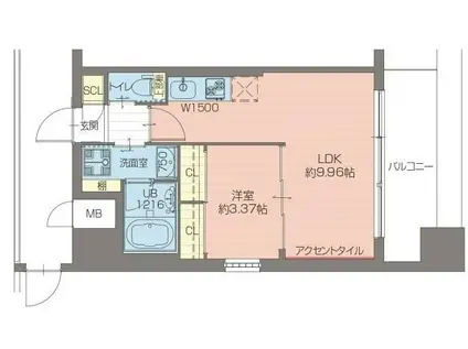 プレジオ弁天町EURO(1LDK/10階)の間取り写真