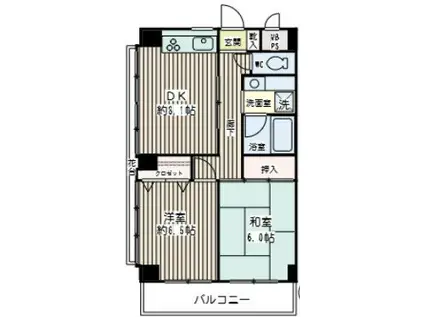 フローラル永田(2DK/2階)の間取り写真