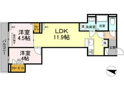 ルリアン北小岩III(2LDK/3階)の間取り写真