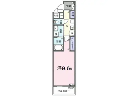 なでしこ(1K/2階)の間取り写真