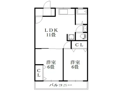 第1阿波ビル(2LDK/3階)の間取り写真