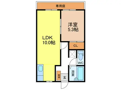 フレグランスオブスイート(1LDK/1階)の間取り写真