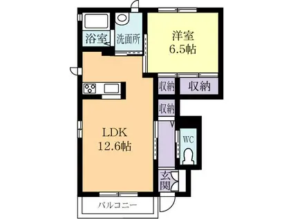 チェリーブロッサム(1LDK/1階)の間取り写真