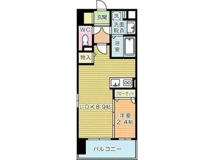 アピアランス歯大前(1LDK/4階)の間取り写真